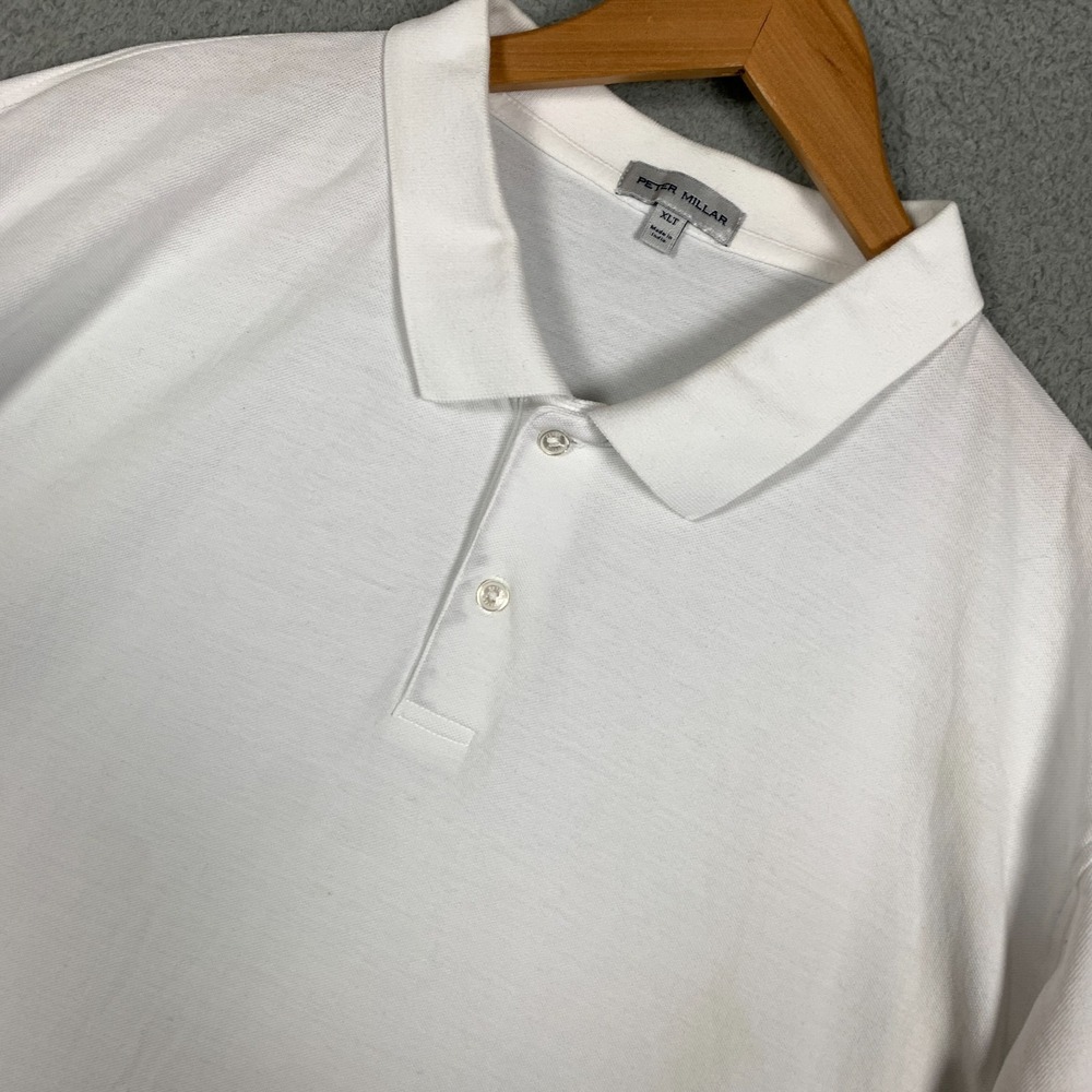Peter Millar Cloud Polo Shirt Men's XLT White Organic Cotton Short Sleeve Pique
